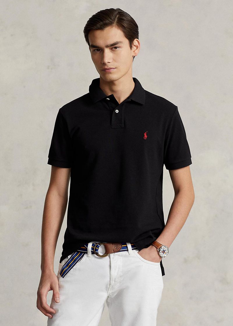 Poleras Polo Polo Ralph Lauren Hombre Custom Slim Fit Mesh Chile Negras TCFUM-5937